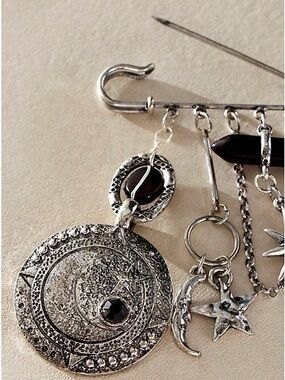 Free People Carry On Dangle Pin Silver New On Card